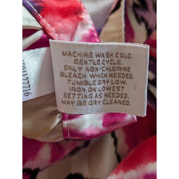 Chicos Blouse Women's L (2) Floral Boho Chic Tunic Top Flowy Flounce Satiny Pink - Picture 9 of 11